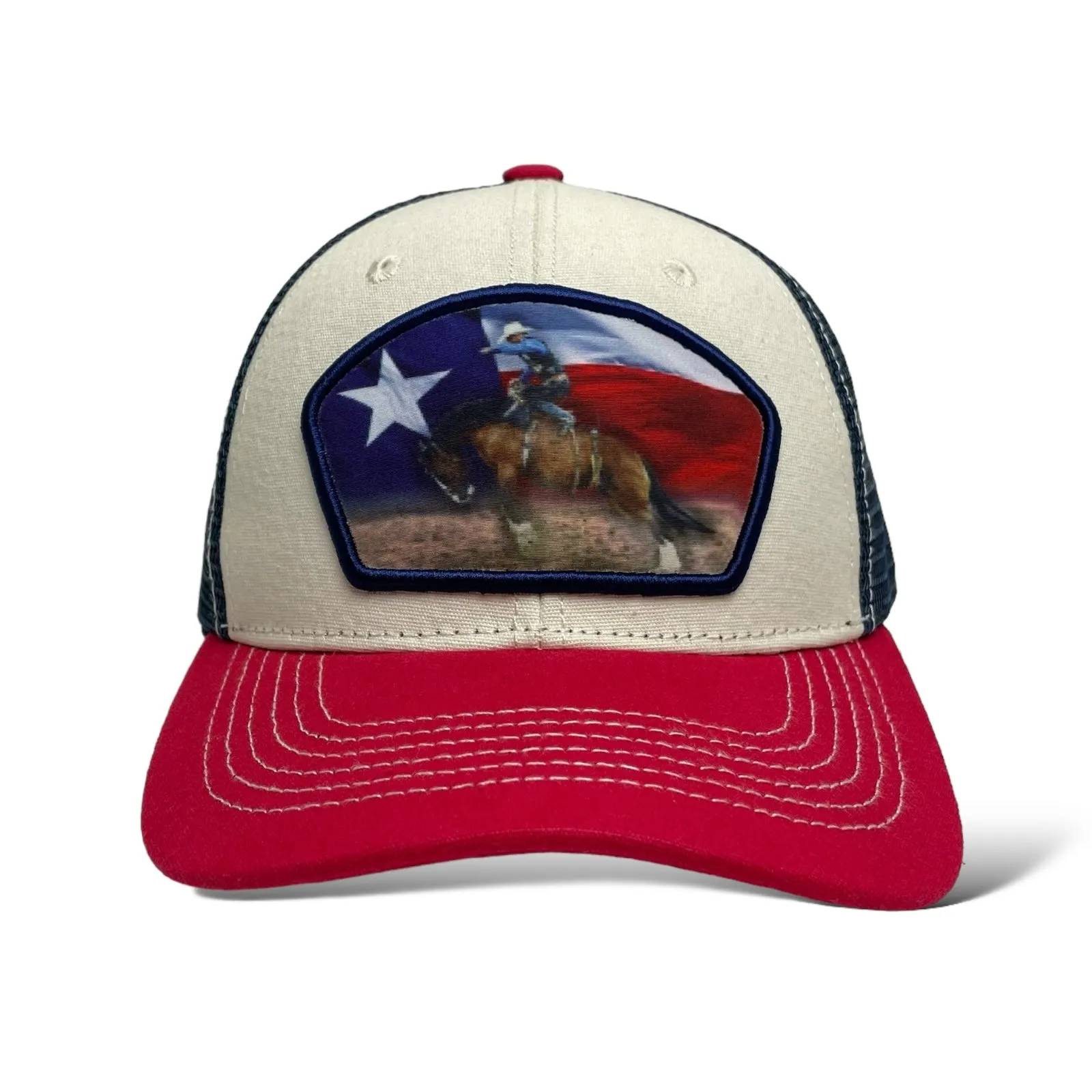 Texas Flag Cowboy Bucking Bronco Horse Snapback Cap, Rodeo Style