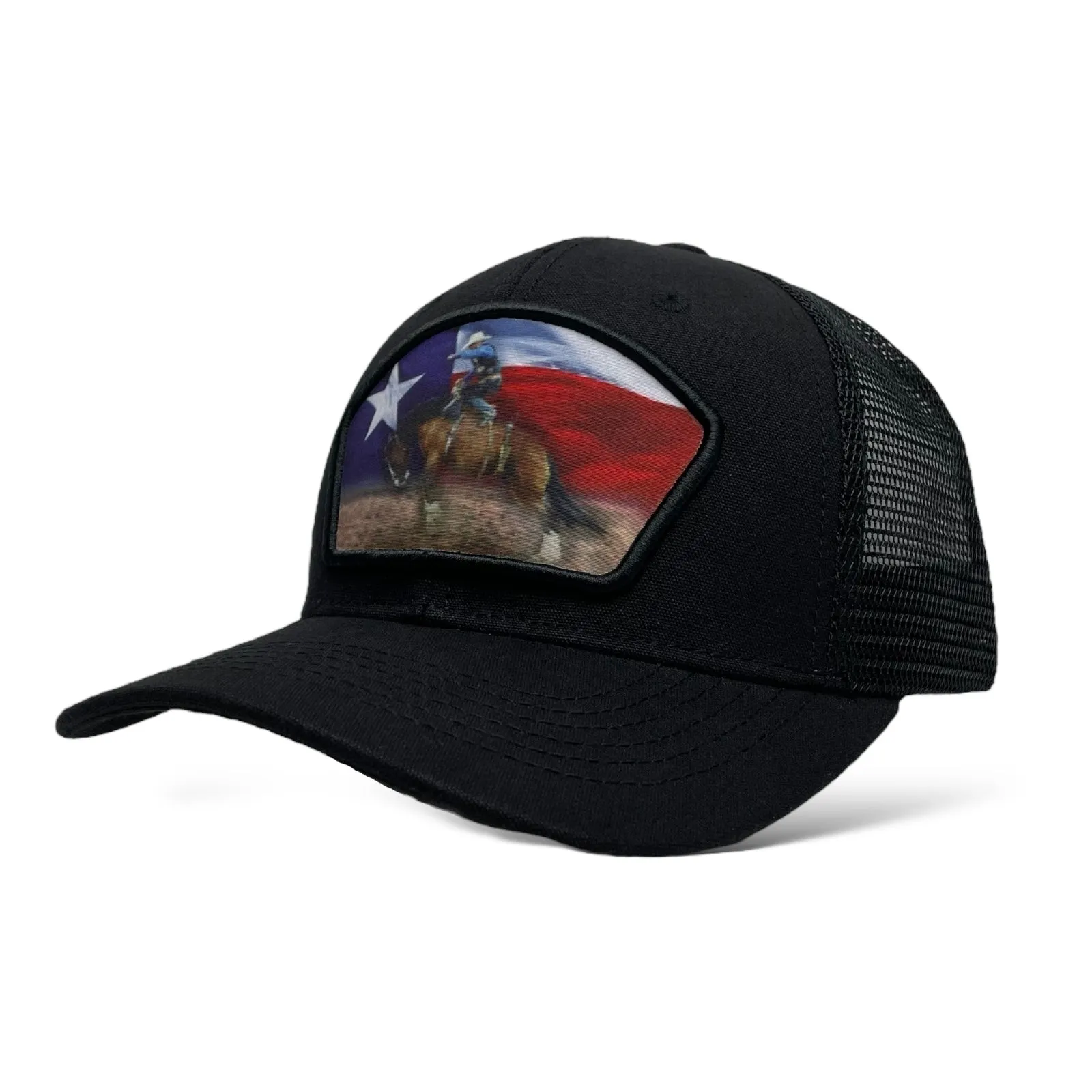 Texas Flag Cowboy Bucking Bronco Snapback Cap, Rodeo, Western Style