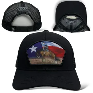 Texas Flag Cowboy Bucking Bronco Snapback Cap, Rodeo, Western Style