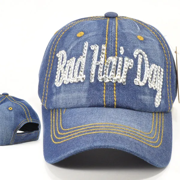 Texas Yall Bling Denim Caps