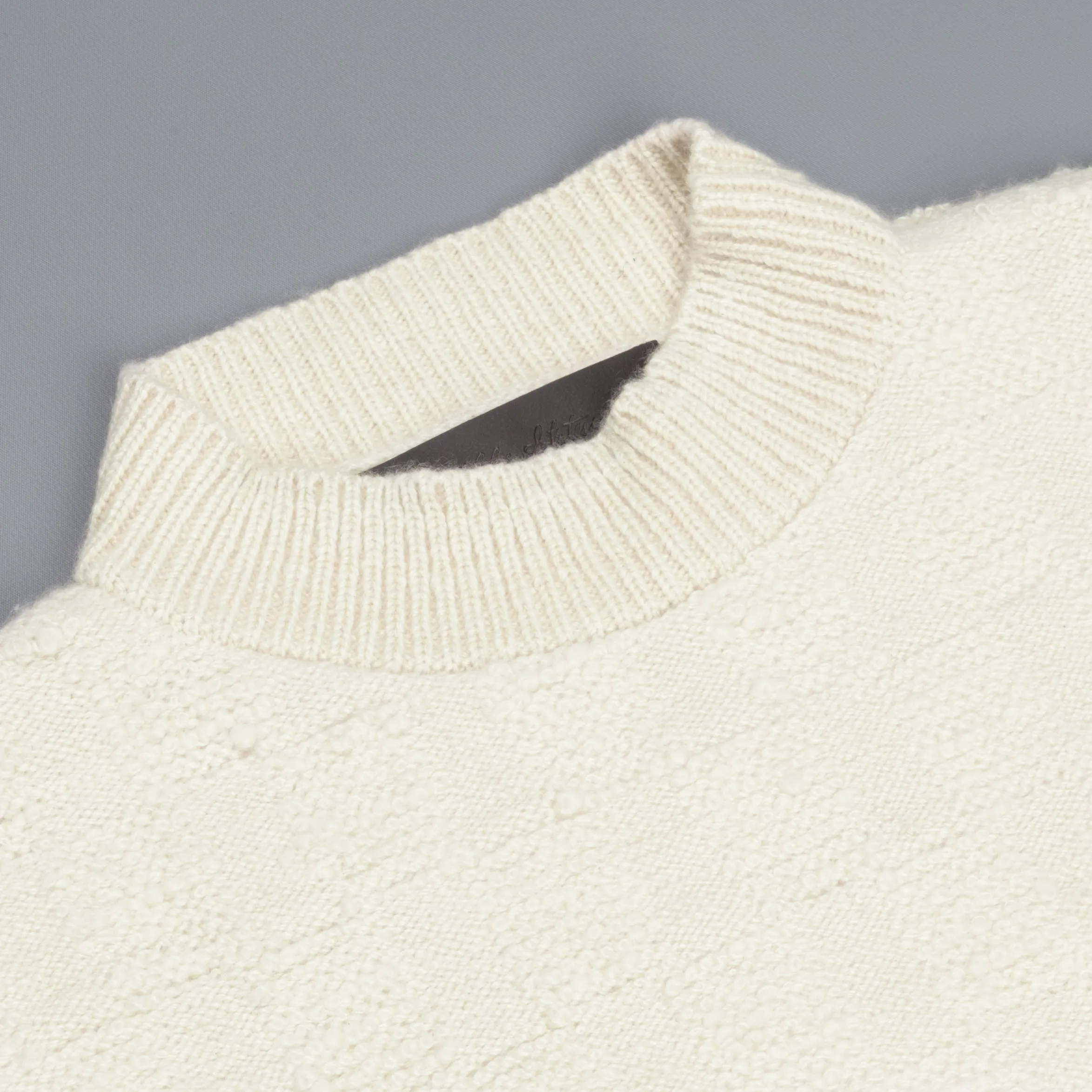 The Elder Statesman 100% cashmere Checkered Pile stitch crew White