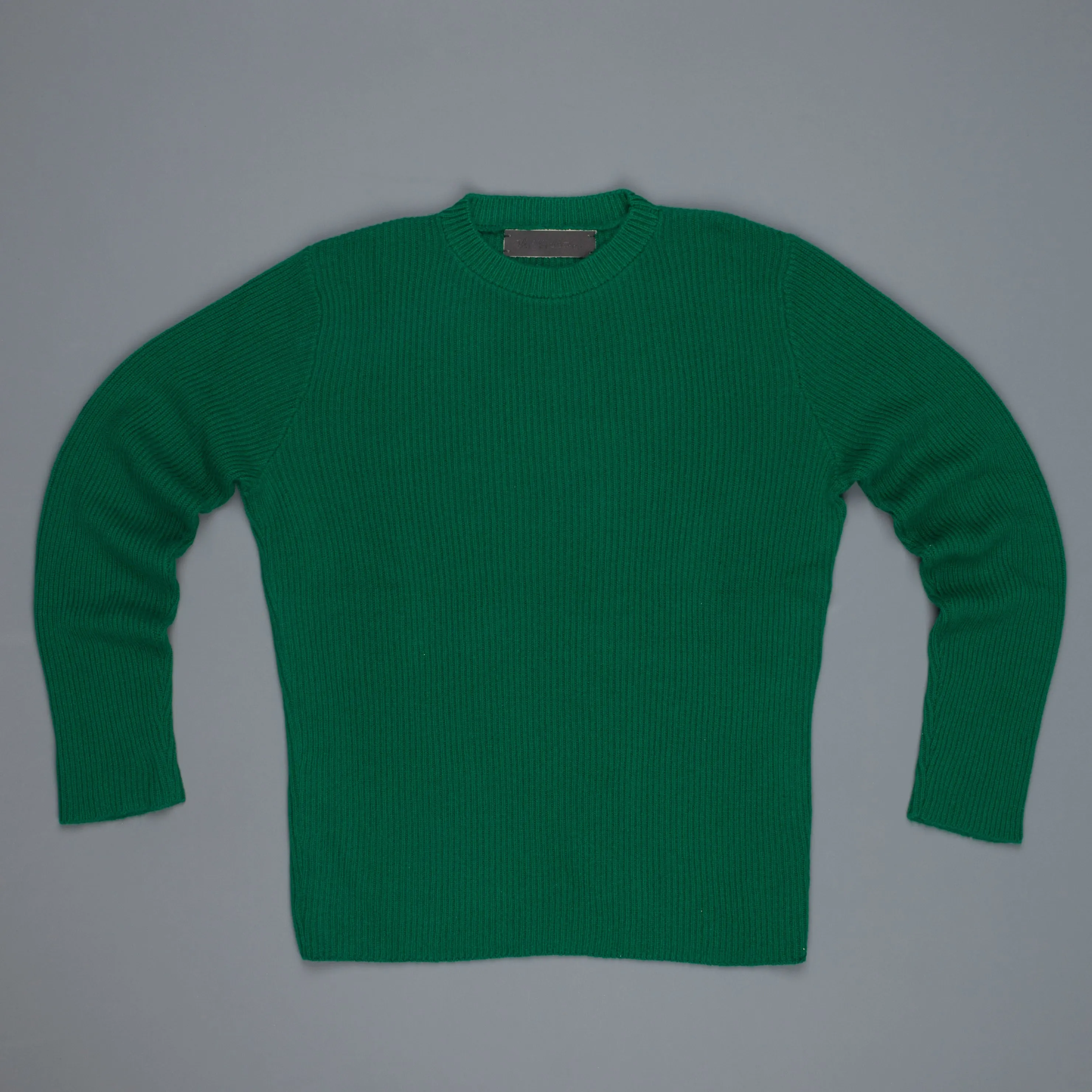 The Elder Statesman 100% cashmere medium ribbed crew Kelly Green
