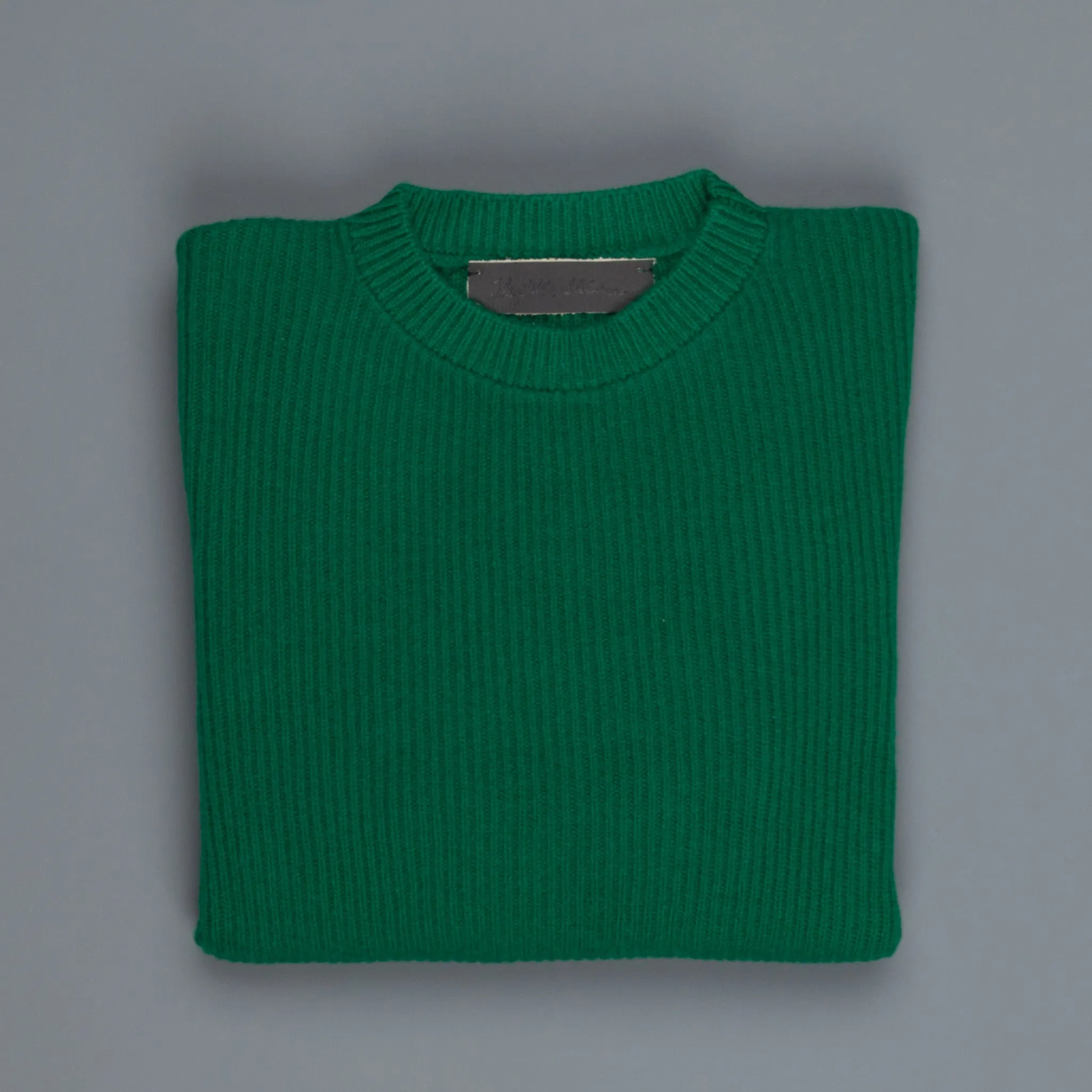 The Elder Statesman 100% cashmere medium ribbed crew Kelly Green