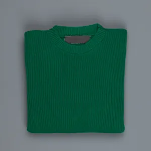 The Elder Statesman 100% cashmere medium ribbed crew Kelly Green