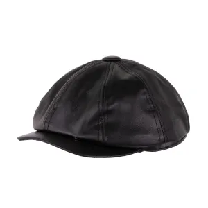 The West Yorkshire Black Newsboy Leather Flat cap