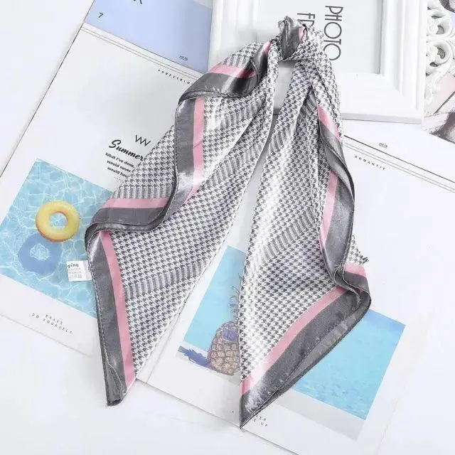 Unique Style Square Silk Scarf Women Headband Fashionable Print Neck Scarfs Office Hair Band Hand For Female Bandana