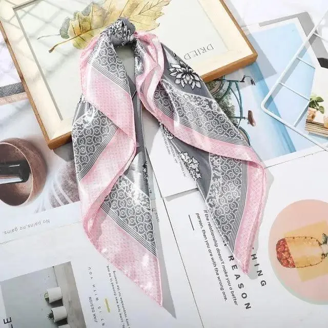 Unique Style Square Silk Scarf Women Headband Fashionable Print Neck Scarfs Office Hair Band Hand For Female Bandana