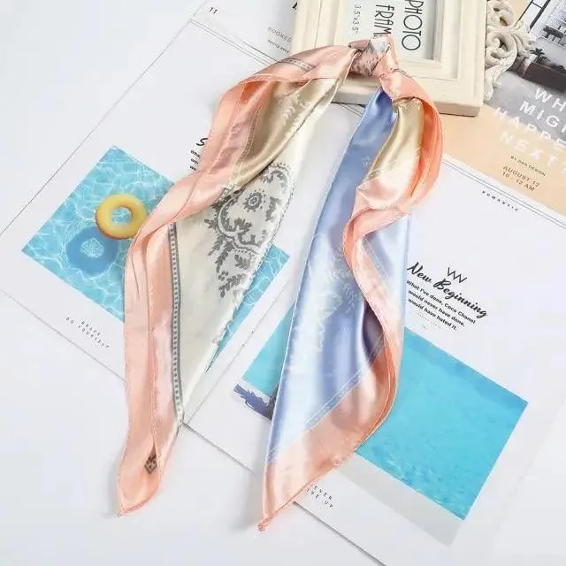 Unique Style Square Silk Scarf Women Headband Fashionable Print Neck Scarfs Office Hair Band Hand For Female Bandana