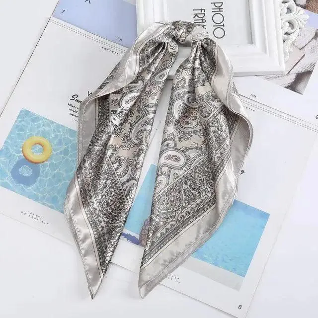 Unique Style Square Silk Scarf Women Headband Fashionable Print Neck Scarfs Office Hair Band Hand For Female Bandana