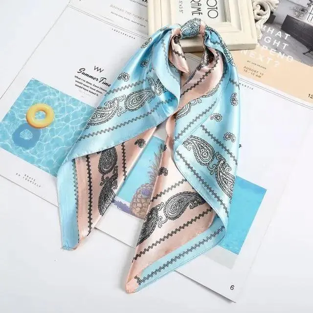 Unique Style Square Silk Scarf Women Headband Fashionable Print Neck Scarfs Office Hair Band Hand For Female Bandana