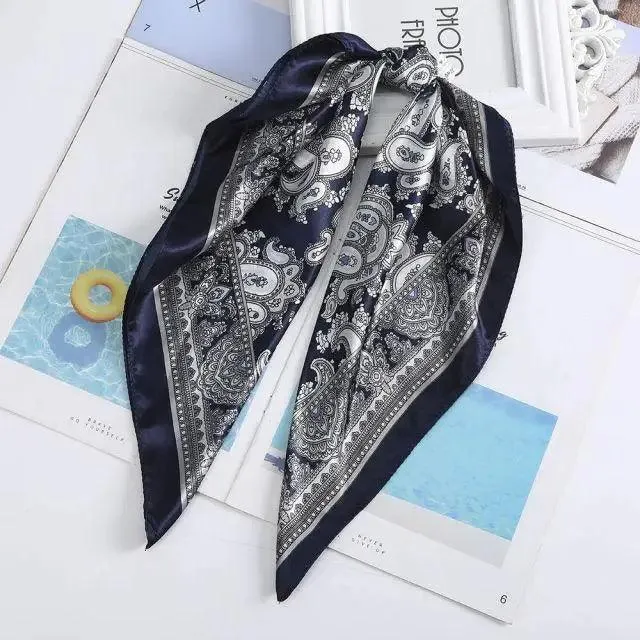 Unique Style Square Silk Scarf Women Headband Fashionable Print Neck Scarfs Office Hair Band Hand For Female Bandana