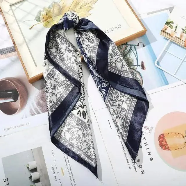 Unique Style Square Silk Scarf Women Headband Fashionable Print Neck Scarfs Office Hair Band Hand For Female Bandana