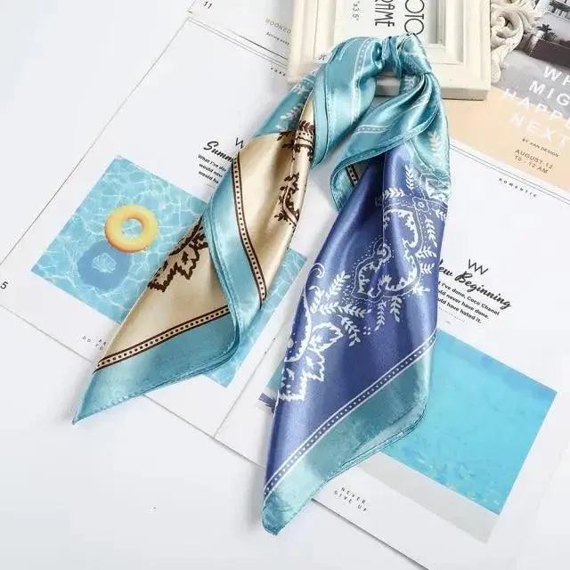 Unique Style Square Silk Scarf Women Headband Fashionable Print Neck Scarfs Office Hair Band Hand For Female Bandana
