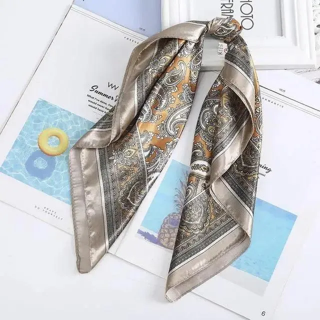 Unique Style Square Silk Scarf Women Headband Fashionable Print Neck Scarfs Office Hair Band Hand For Female Bandana