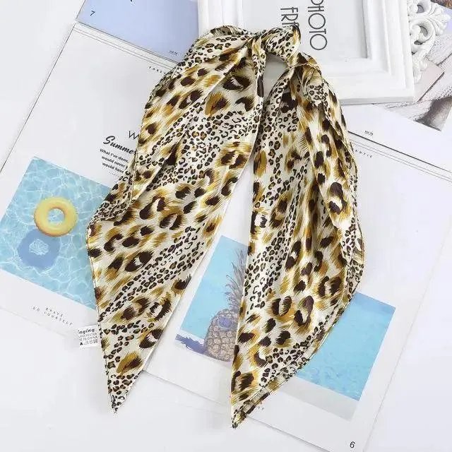 Unique Style Square Silk Scarf Women Headband Fashionable Print Neck Scarfs Office Hair Band Hand For Female Bandana