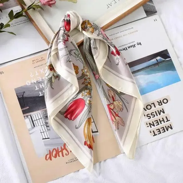 Unique Style Square Silk Scarf Women Headband Fashionable Print Neck Scarfs Office Hair Band Hand For Female Bandana