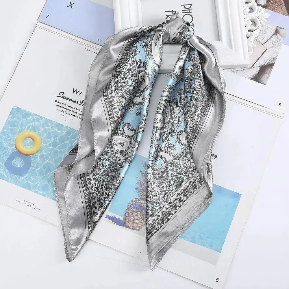 Unique Style Square Silk Scarf Women Headband Fashionable Print Neck Scarfs Office Hair Band Hand For Female Bandana