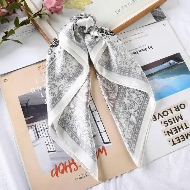 Unique Style Square Silk Scarf Women Headband Fashionable Print Neck Scarfs Office Hair Band Hand For Female Bandana