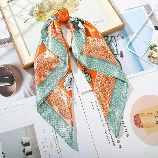 Unique Style Square Silk Scarf Women Headband Fashionable Print Neck Scarfs Office Hair Band Hand For Female Bandana