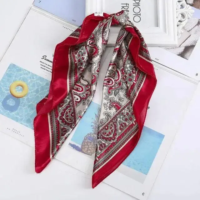 Unique Style Square Silk Scarf Women Headband Fashionable Print Neck Scarfs Office Hair Band Hand For Female Bandana