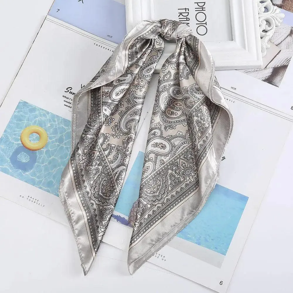 Unique Style Square Silk Scarf Women Headband Fashionable Print Neck Scarfs Office Hair Band Hand For Female Bandana