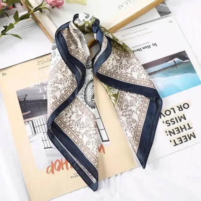 Unique Style Square Silk Scarf Women Headband Fashionable Print Neck Scarfs Office Hair Band Hand For Female Bandana