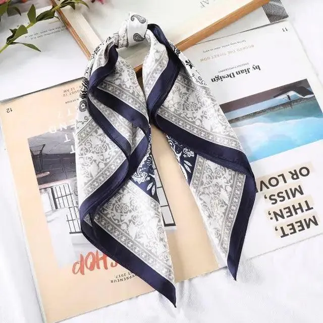 Unique Style Square Silk Scarf Women Headband Fashionable Print Neck Scarfs Office Hair Band Hand For Female Bandana