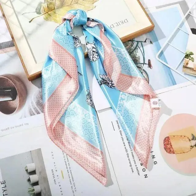 Unique Style Square Silk Scarf Women Headband Fashionable Print Neck Scarfs Office Hair Band Hand For Female Bandana