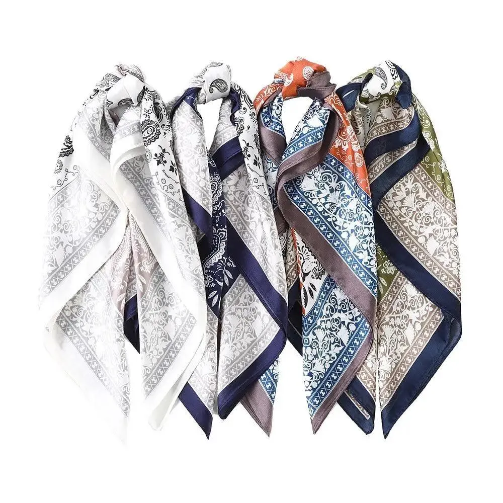 Unique Style Square Silk Scarf Women Headband Fashionable Print Neck Scarfs Office Hair Band Hand For Female Bandana