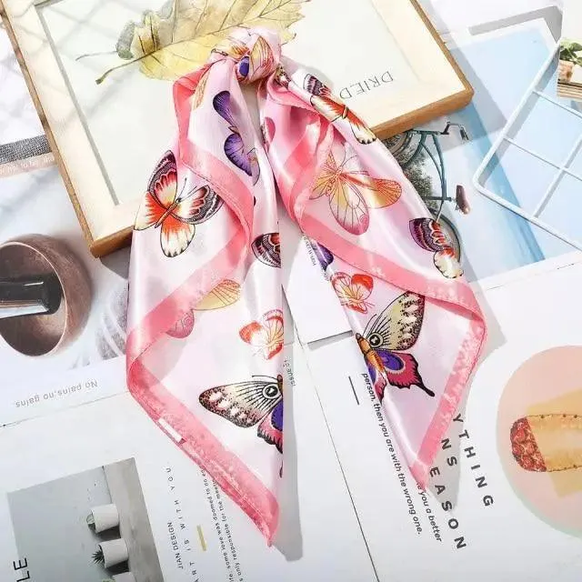 Unique Style Square Silk Scarf Women Headband Fashionable Print Neck Scarfs Office Hair Band Hand For Female Bandana