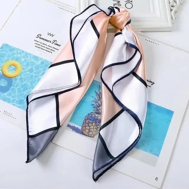 Unique Style Square Silk Scarf Women Headband Fashionable Print Neck Scarfs Office Hair Band Hand For Female Bandana