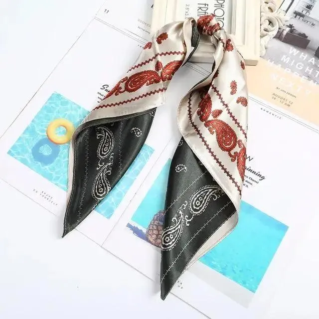 Unique Style Square Silk Scarf Women Headband Fashionable Print Neck Scarfs Office Hair Band Hand For Female Bandana