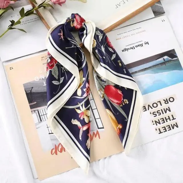 Unique Style Square Silk Scarf Women Headband Fashionable Print Neck Scarfs Office Hair Band Hand For Female Bandana