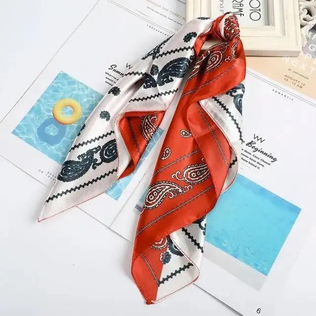 Unique Style Square Silk Scarf Women Headband Fashionable Print Neck Scarfs Office Hair Band Hand For Female Bandana