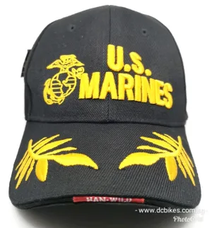 U.S Marines Black Embroidery Trucker Baseball Cap Hat