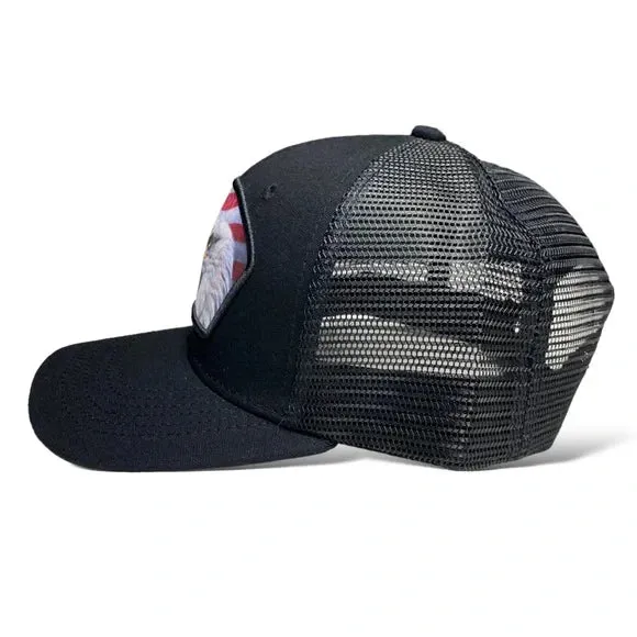 USA American Flag & Eagle Patch Snapback Trucker Hat