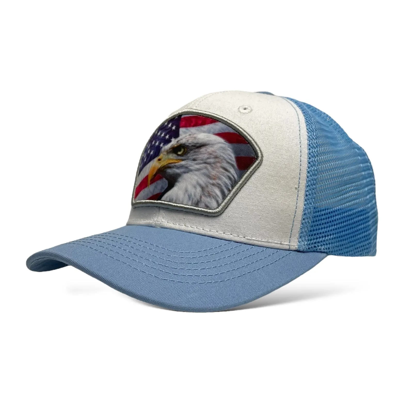 USA Eagle American Flag Patch Snapback Cap, Mesh back, Patriotic Hat