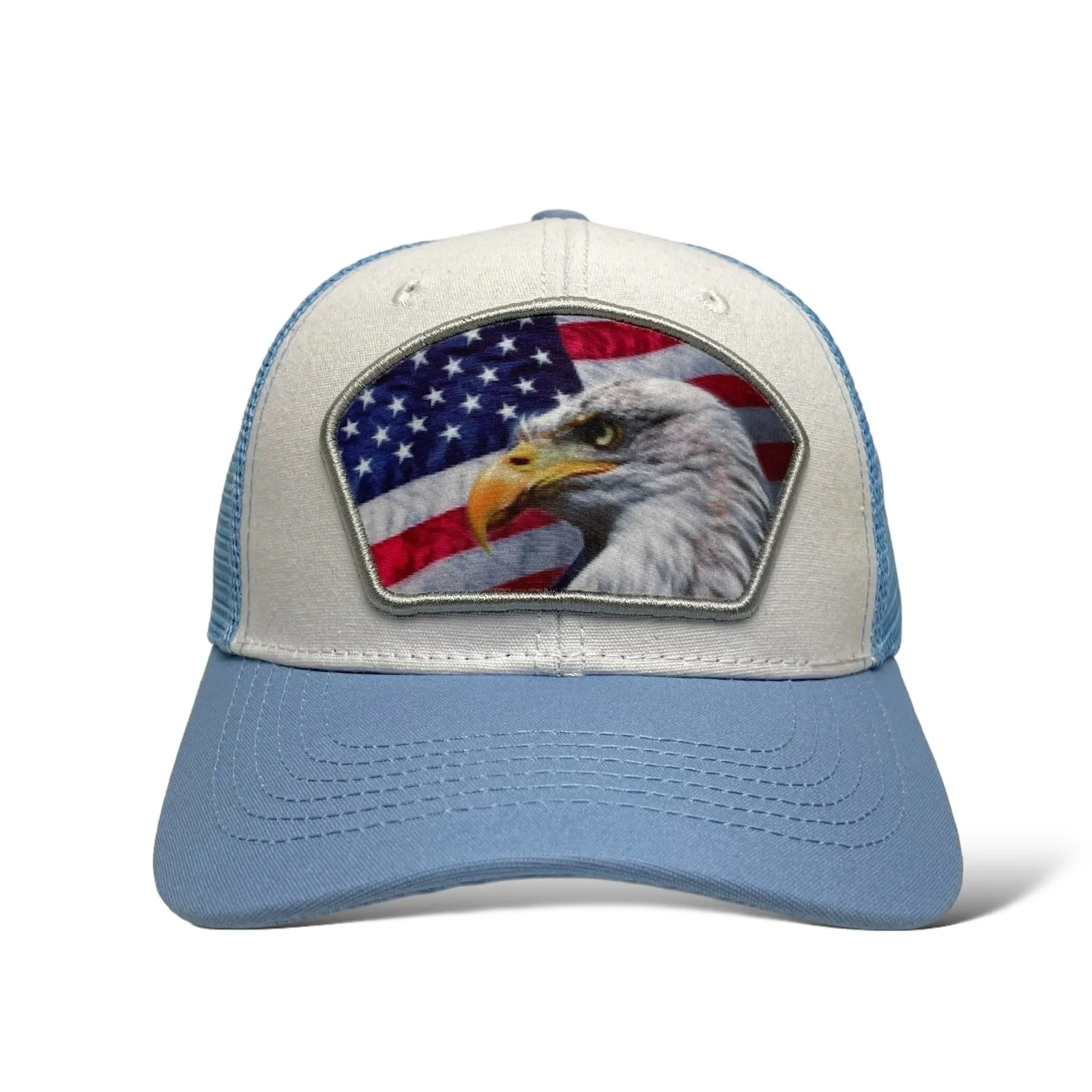 USA Eagle American Flag Patch Snapback Cap, Mesh back, Patriotic Hat
