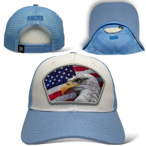 USA Eagle American Flag Patch Snapback Cap, Mesh back, Patriotic Hat