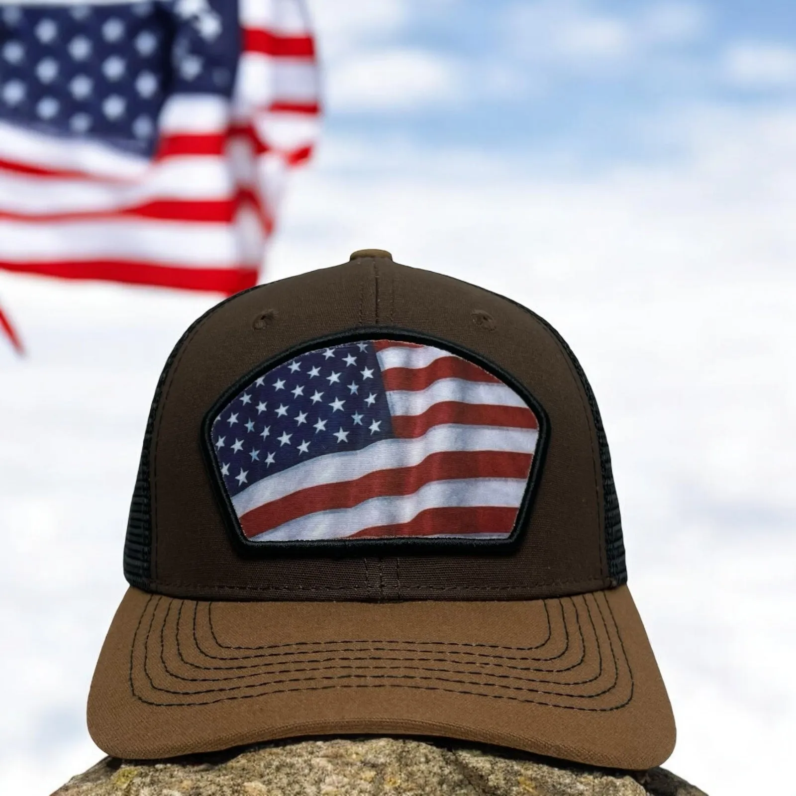 USA Flag Patch Snapback Baseball Cap