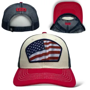 USA Flag Printed Patch Trucker Hat, Snapback, Unisex