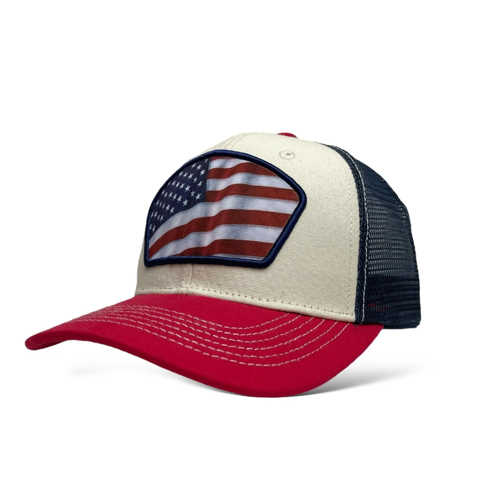 USA Flag Printed Patch Trucker Hat, Snapback, Unisex