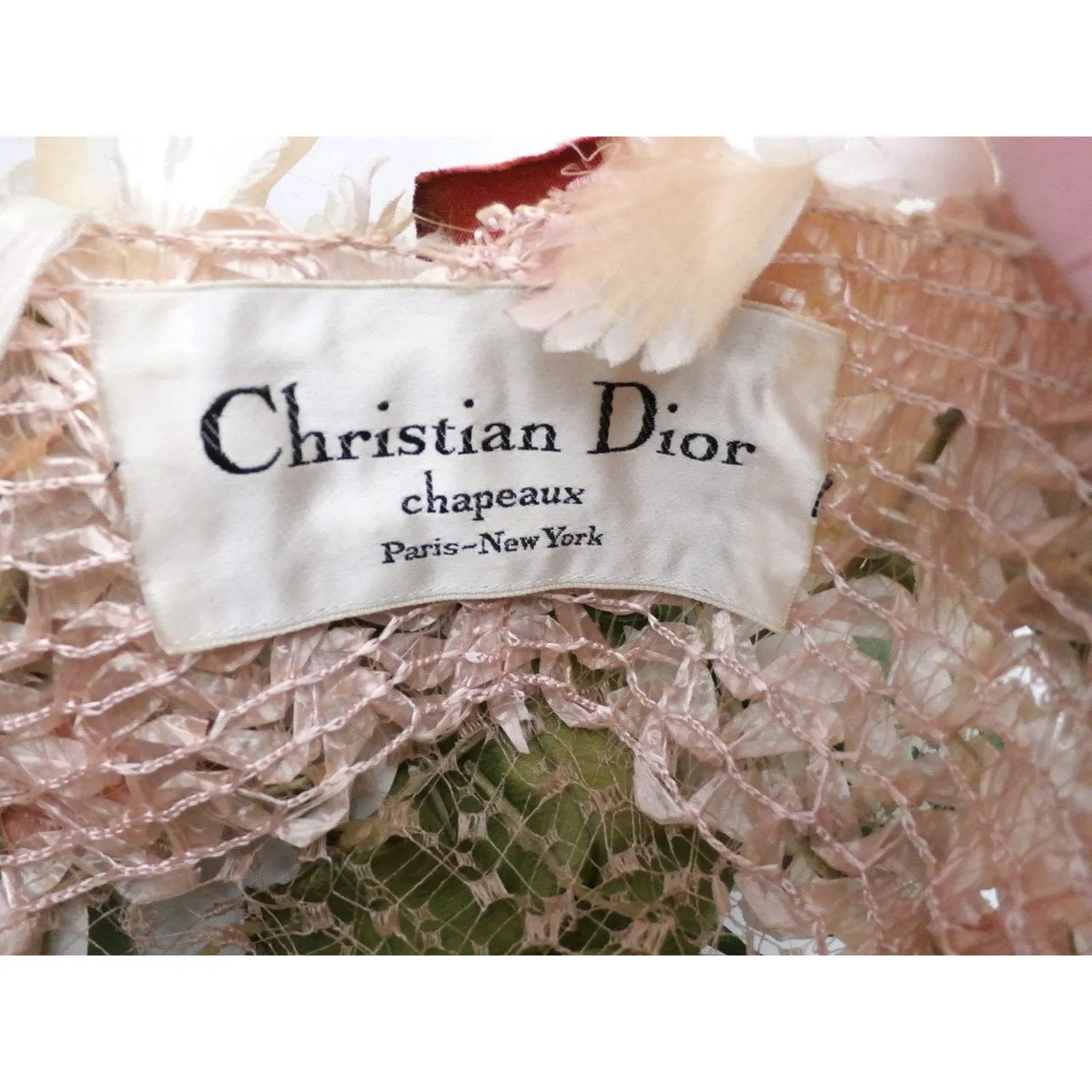 Vintage Christian Dior Hat Silk Floral Explosion 1950s Large