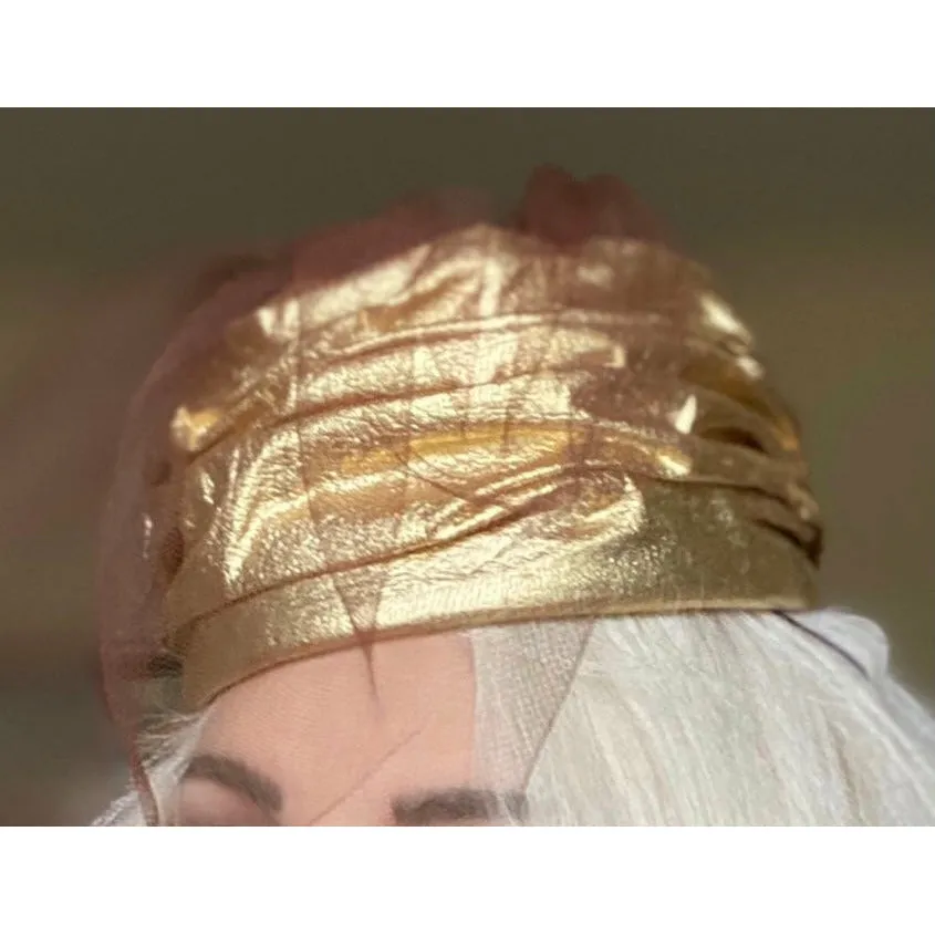 Vintage Gold Metallic Cocktail Hat Don Anderson 1950S