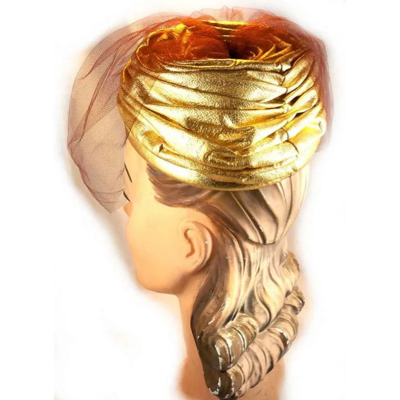 Vintage Gold Metallic Cocktail Hat Don Anderson 1950S