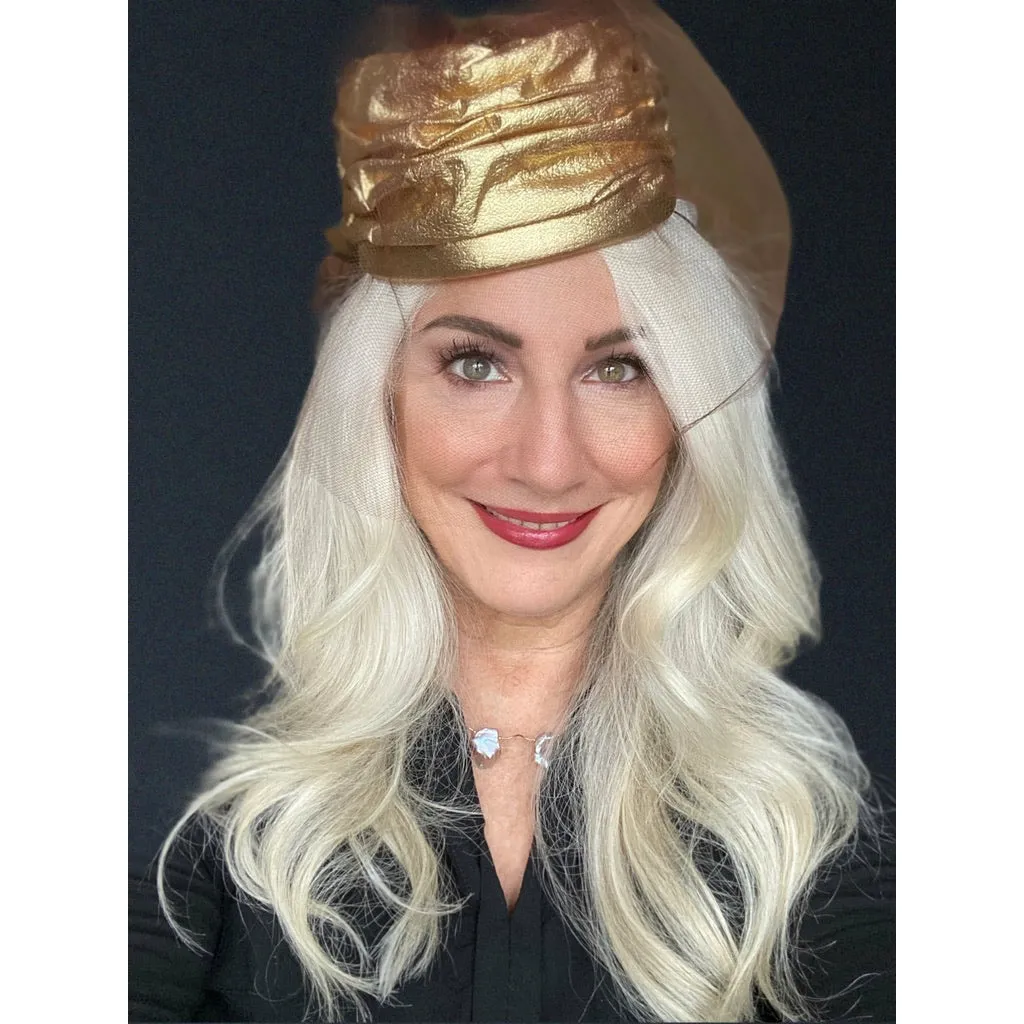 Vintage Gold Metallic Cocktail Hat Don Anderson 1950S