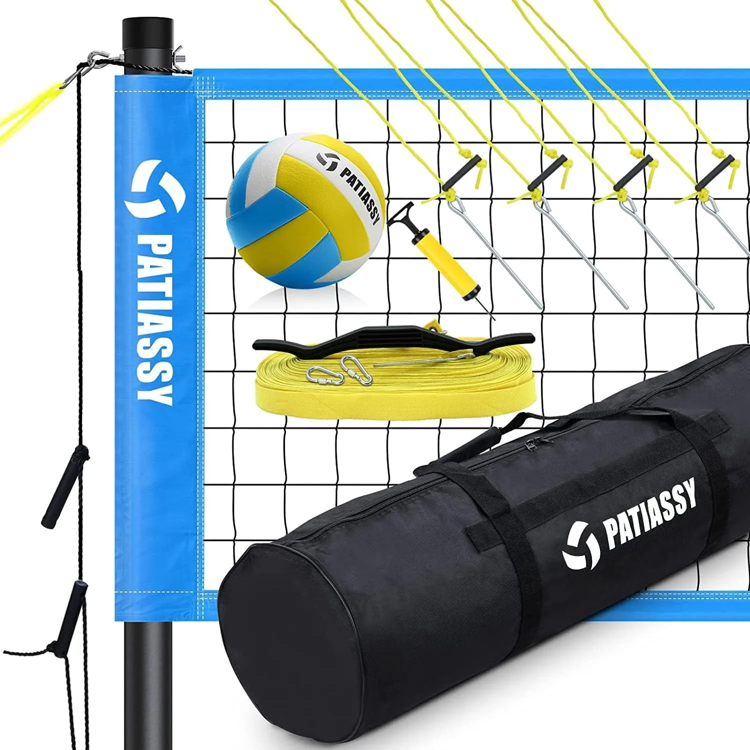 Volleyball Net for Backyard with Tension Adjuster Boundary Line and
