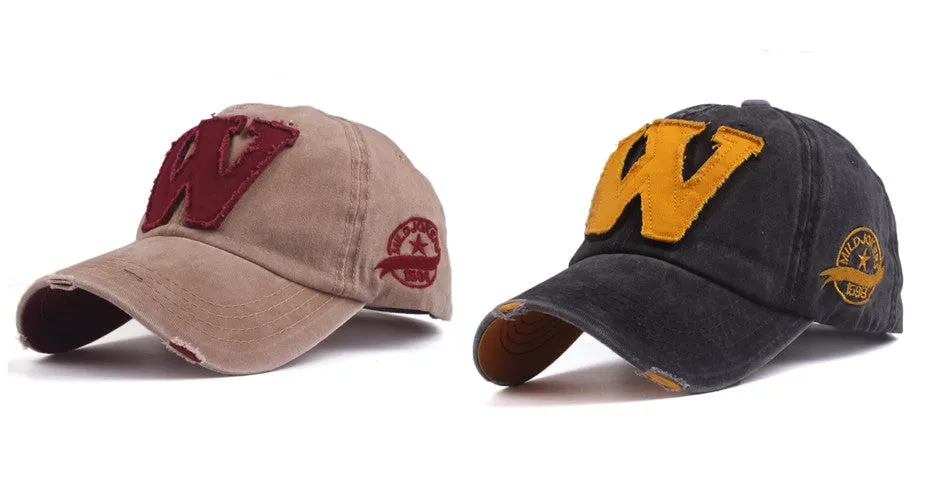 W Cotton Baseball Snapback Caps