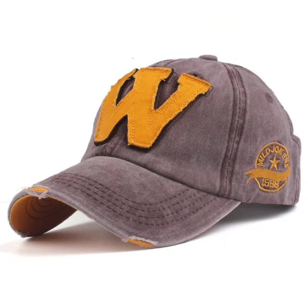 W Cotton Baseball Snapback Caps