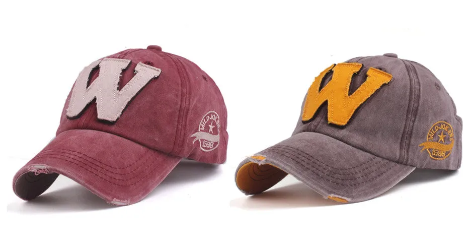 W Cotton Baseball Snapback Caps